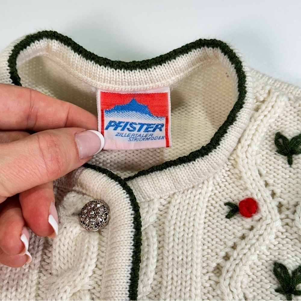 Pfister girls embroidered alpine knit cardigan cottagecore floral cream - Picture 6 of 11